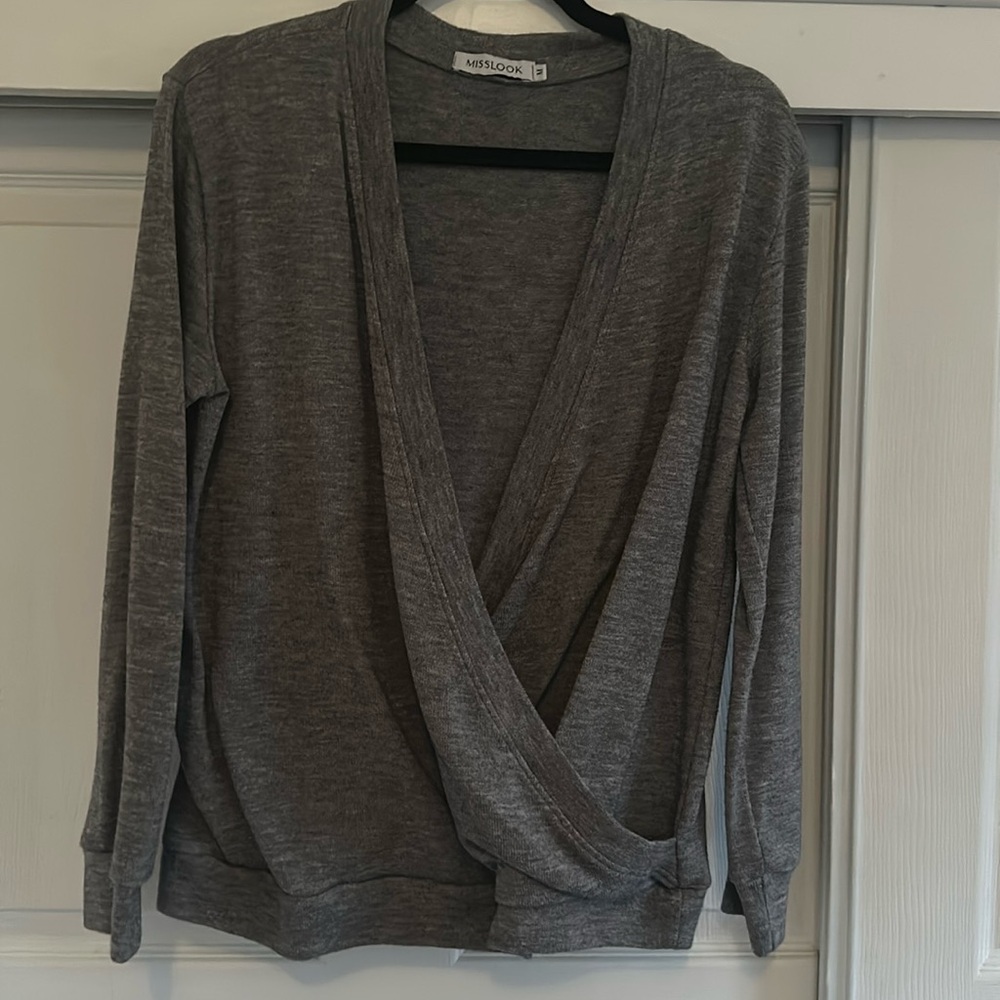 Grey wrap sweater